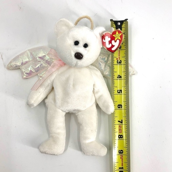 Retired 1998 Ty Beanie Babies Halo Angel Bear Wings Tag Attached Errors Rare - Picture 12 of 13